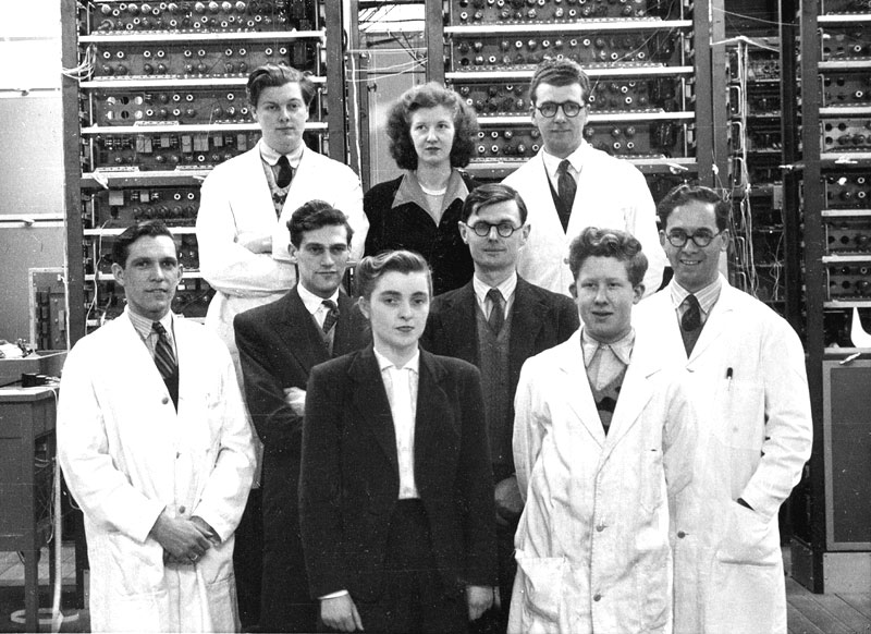 Group 1950<br />Back Row: - G. R. Gibbs, Miss Jean Cox, W. H. Dutton<br />Middle Row:- R. T. Shaw, E. J. Kaye, J. M. M. Pinkerton, E.H.Lenaerts.<br />Front Row:- Miss B. Plant, David Wheeler