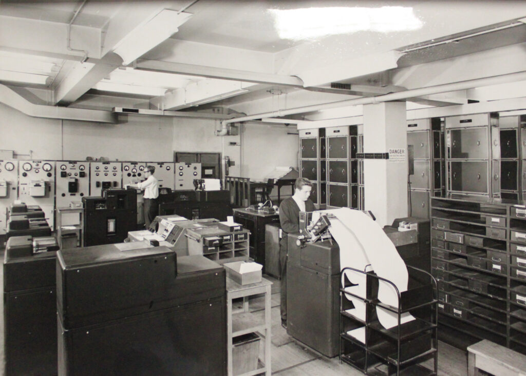Birmingham Museum. Estimated as taken c1964. LEO is fully operational and the image has been used as the basis for the Virtual Reality LEO I room at The Centre for Computing History