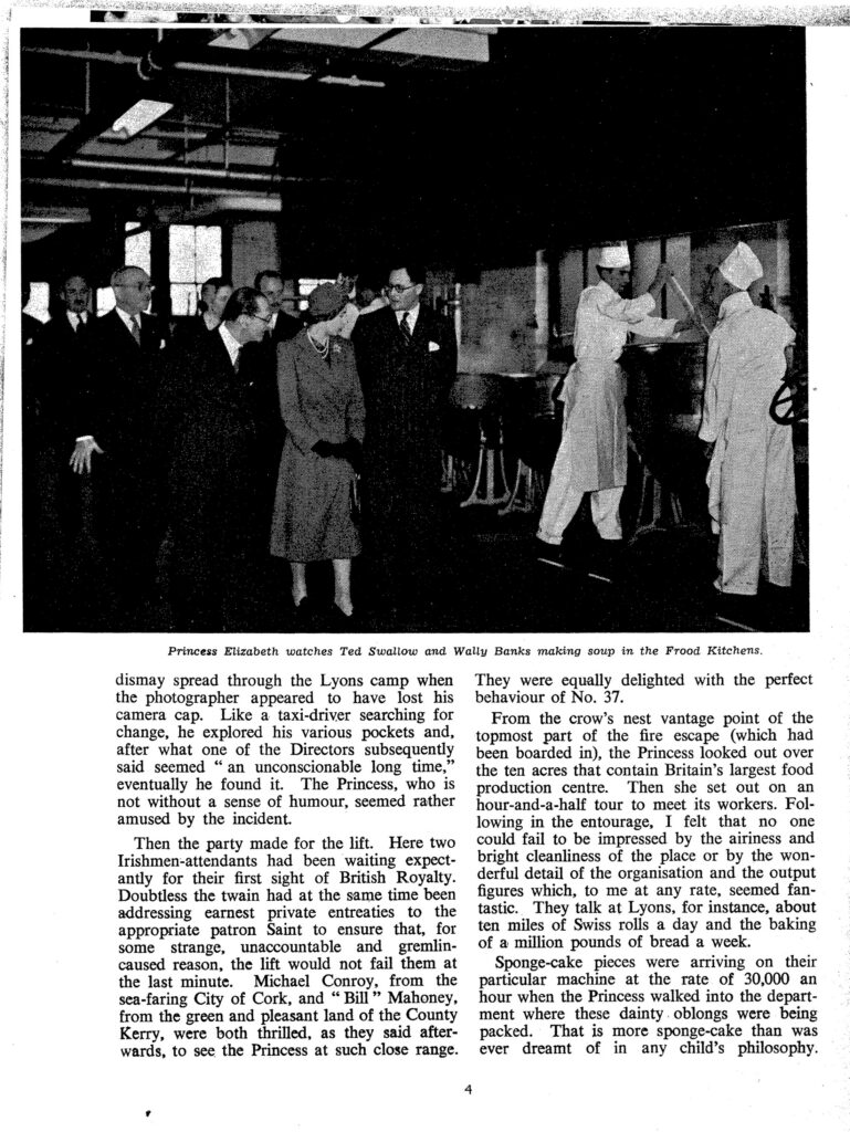 Lyons Mail, April 1951, page 4: the article continued, with a photograph from Princess Elizabeth's visit